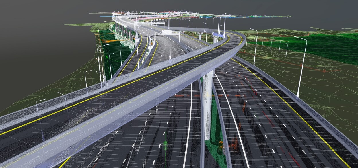 高速道路インターチェンジのBIM/CIMモデル